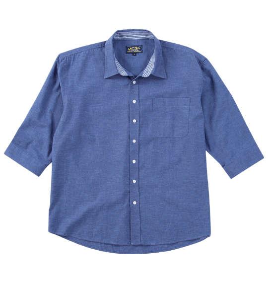 【max8】大きいサイズ メンズ Mc.S.P 麻混 スラブ レギュラー 七分袖 シャツ ブルー 1277-5230-1 3L 4L 5L 6L 8L
