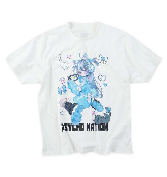 大きいサイズ メンズ PSYCHO NATION サイコ×寝田ルネ ゲーマー 半袖 Tシャツ ホワイト 1278-5286-1 3L 4L 5L 6L