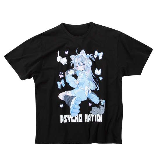 大きいサイズ メンズ PSYCHO NATION サイコ×寝田ルネ ゲーマー 半袖 Tシャツ ブラック 1278-5286-2 3L 4L 5L 6L