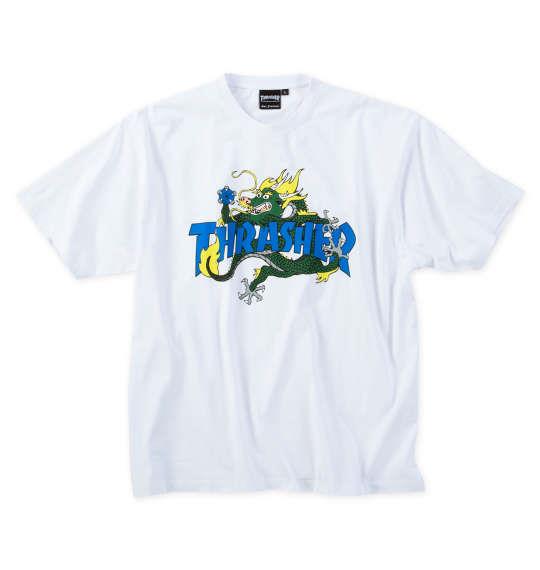 【max8】大きいサイズ メンズ THRASHER Dragon 半袖 Tシャツ ホワイト 1278-5518-1 3L 4L 5L 6L 8L