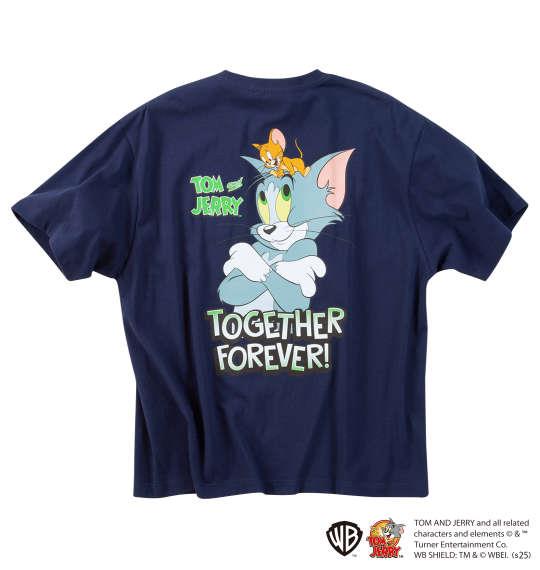 【max8】大きいサイズ メンズ TOM and JERRY 天竺 プリント ポケット付 半袖 Tシャツ ネイビー 1278-5541-1 3L 4L 5L 6L 8L
