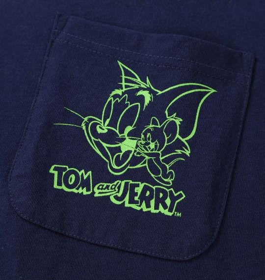 【max8】大きいサイズ メンズ TOM and JERRY 天竺 プリント ポケット付 半袖 Tシャツ ネイビー 1278-5541-1 3L 4L 5L 6L 8L