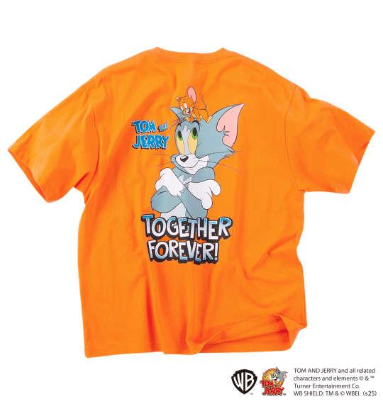 【max8】大きいサイズ メンズ TOM and JERRY 天竺 プリント ポケット付 半袖 Tシャツ オレンジ 1278-5541-2 3L 4L 5L 6L 8L