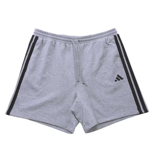 大きいサイズ メンズ adidas ESS 3ST スウェット ハーフパンツ ミディアムグレーヘザー 1244-5200-1 4XL 5XL