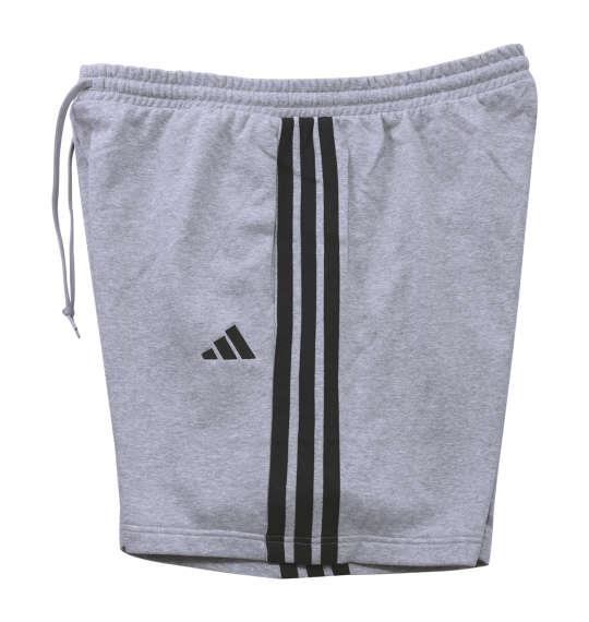 大きいサイズ メンズ adidas ESS 3ST スウェット ハーフパンツ ミディアムグレーヘザー 1244-5200-1 4XL 5XL