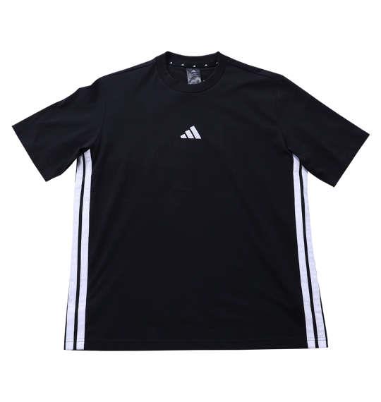 大きいサイズ メンズ adidas ESS 3ST 半袖 Tシャツ ブラック 1248-5210-2 3XL 4XL 5XL
