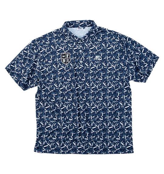 大きいサイズ メンズ FILA GOLF 遮熱バーチカルメッシュ タイポプリント 半袖 シャツ ネイビー 1278-5222-2 3L 4L 5L 6L