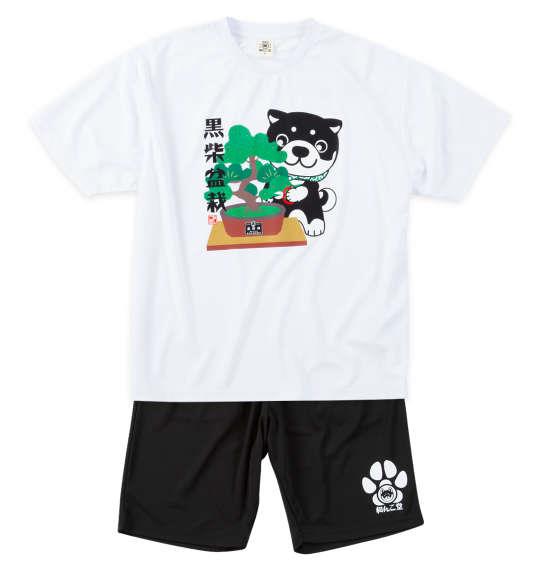 【max8】大きいサイズ メンズ 黒柴印和んこ堂 盆栽 半袖 Tシャツ + ハーフパンツ ホワイト×ブラック 1258-5212-1 3L 4L 5L 6L 8L