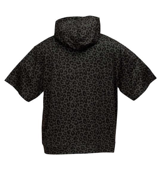 【max8】大きいサイズ メンズ COLLINS メッシュヒョウ柄 半袖 フルジップ パーカー + 半袖 Tシャツ チャコール×ブラック 1258-5231-2 3L 4L 5L 6L 8L