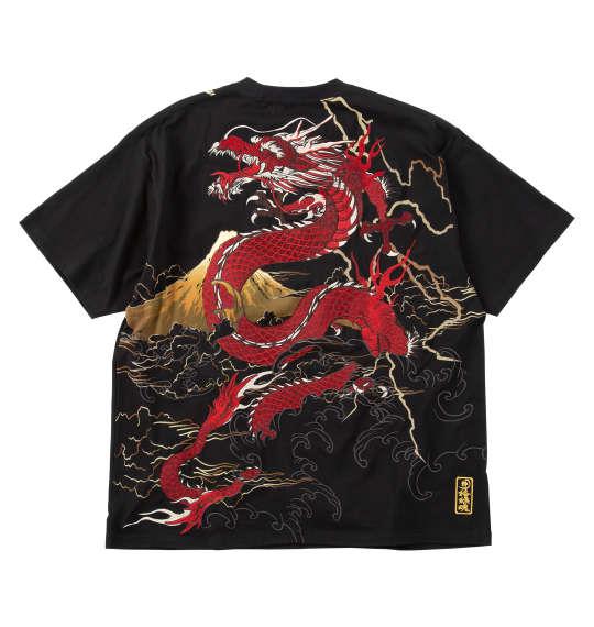 【max8】大きいサイズ メンズ 絡繰魂 龍×富士 半袖 Tシャツ ブラック 1258-5251-1 3L 4L 5L 6L 8L