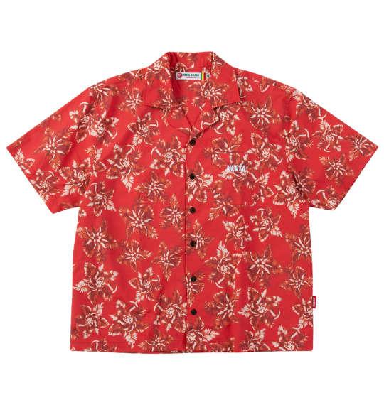 【max8】大きいサイズ メンズ NESTA BRAND ボタニカル柄 オープンカラー 半袖 シャツ レッド 1277-5216-1 3L 4L 5L 6L 8L