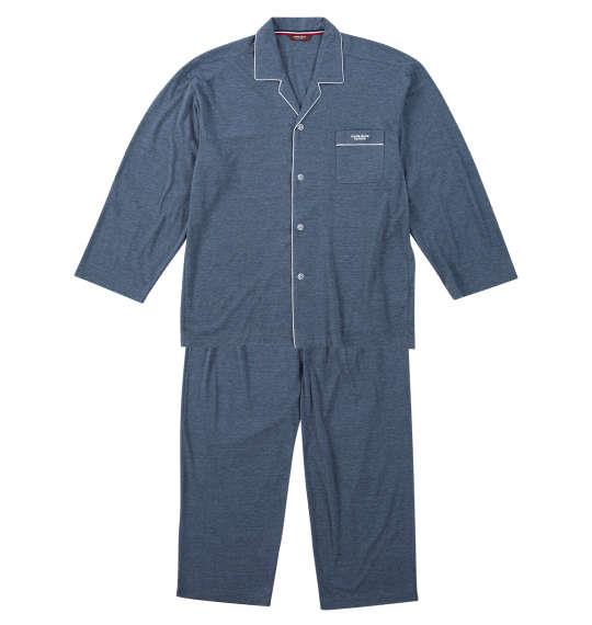【max8】大きいサイズ メンズ marie claire homme さらテック 杢天竺 長袖 パジャマ ネイビー 1279-5200-1 3L 4L 5L 6L 8L