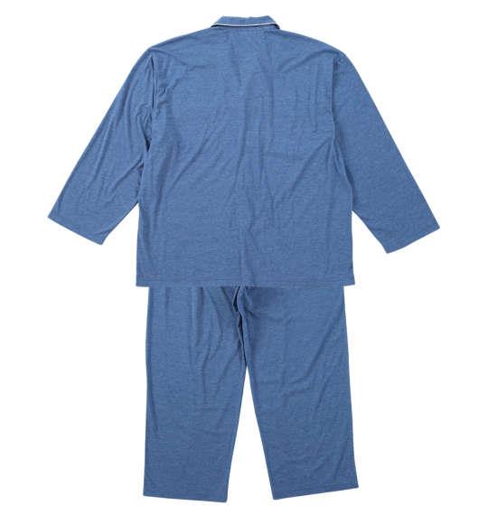 【max8】大きいサイズ メンズ marie claire homme さらテック 杢天竺 長袖 パジャマ ブルー 1279-5200-2 3L 4L 5L 6L 8L