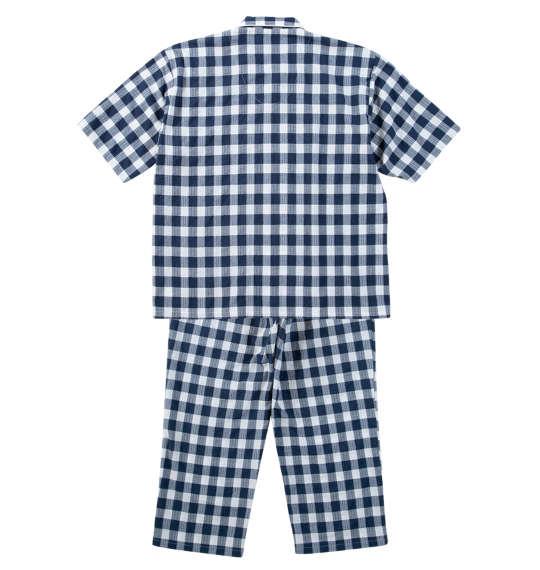【max8】大きいサイズ メンズ marie claire homme さらテック サッカーチェック 半袖 パジャマ ネイビー 1279-5201-1 3L 4L 5L 6L 8L