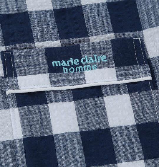 【max8】大きいサイズ メンズ marie claire homme さらテック サッカーチェック 半袖 パジャマ ネイビー 1279-5201-1 3L 4L 5L 6L 8L