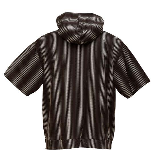 【max8】大きいサイズ メンズ COLLINS メッシュグラデストライプ柄 半袖 フルジップ パーカー + 半袖 Tシャツ ブラック×ブラック 1258-5232-2 3L 4L 5L 6L 8L