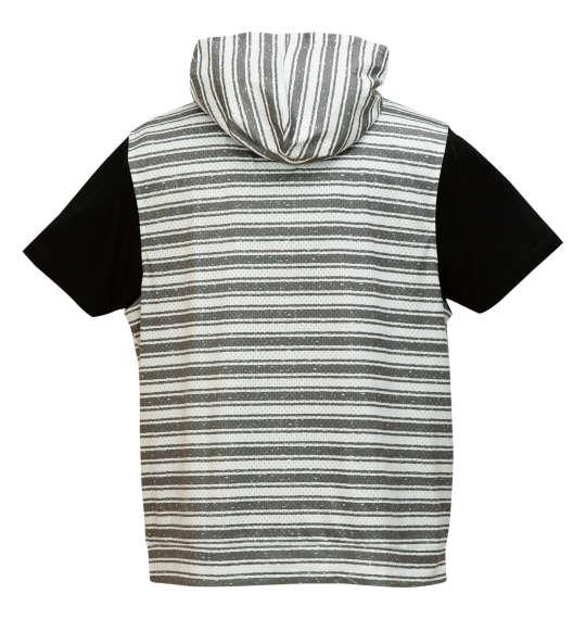 【max8】大きいサイズ メンズ COLLINS メッシュラフボーダー柄 ノースリーブ フルジップ パーカー + 半袖 Tシャツ ブラウングレー×ブラック 1258-5233-2 3L 4L 5L 6L 8L