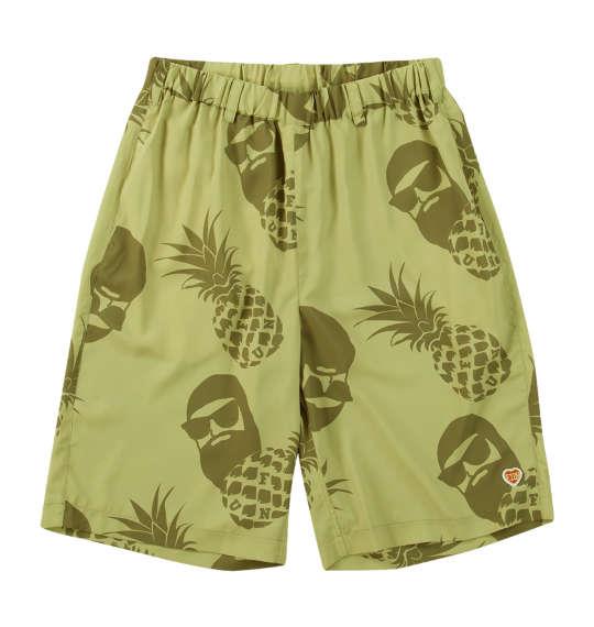 【max8】大きいサイズ メンズ FUN for modemdesign PINEAPPLE OJI柄 アロハ ショーツ ベージュ×オリーブ 1274-5540-1 3L 4L 5L 6L 8L