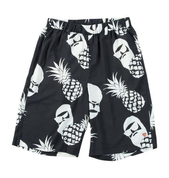 【max8】大きいサイズ メンズ FUN for modemdesign PINEAPPLE OJI柄 アロハ ショーツ ブラック×ホワイト 1274-5540-2 3L 4L 5L 6L 8L