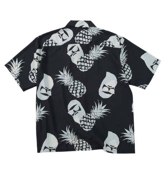 【max8】大きいサイズ メンズ FUN for modemdesign PINEAPPLE OJI柄 半袖 アロハ シャツ ブラック×ホワイト 1277-5275-2 3L 4L 5L 6L 8L