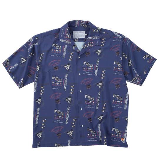 【max8】大きいサイズ メンズ FUN for modemdesign LIFE OJI柄 半袖 アロハ シャツ インクブルー 1277-5276-2 3L 4L 5L 6L 8L