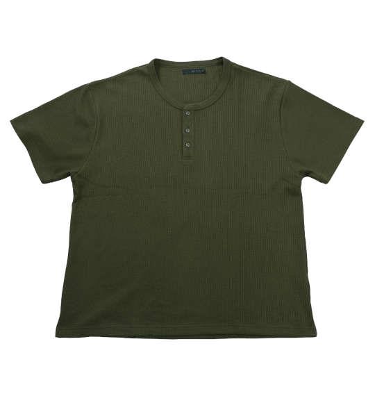 【max8】大きいサイズ メンズ Mc.S.P ワッフル ヘンリーネック 半袖 Tシャツ カーキ 1278-4261-4 3L 4L 5L 6L 7L 8L