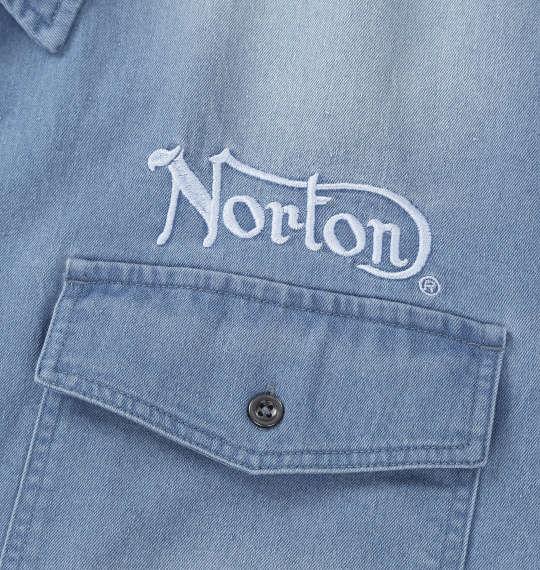 【max8】大きいサイズ メンズ Norton デニム 半袖 シャツ サンドブルー 1277-5243-2 3L 4L 5L 6L 8L