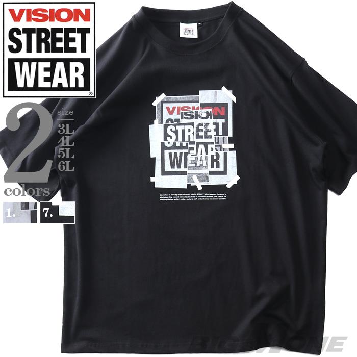 【go2025】大きいサイズ メンズ VISION STREET WEAR コラージュマグロゴプリント 半袖 Tシャツ 春夏新作 5505700