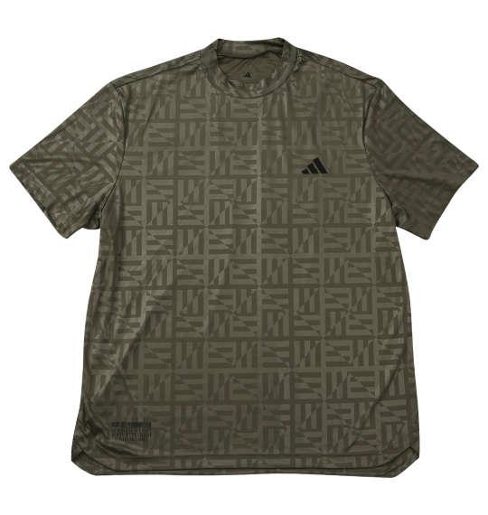 大きいサイズ メンズ adidas golf BOSロゴ柄デボス モックネック 半袖 シャツ オリーブストレータ 1278-5203-3 3XL 4XL 5XL