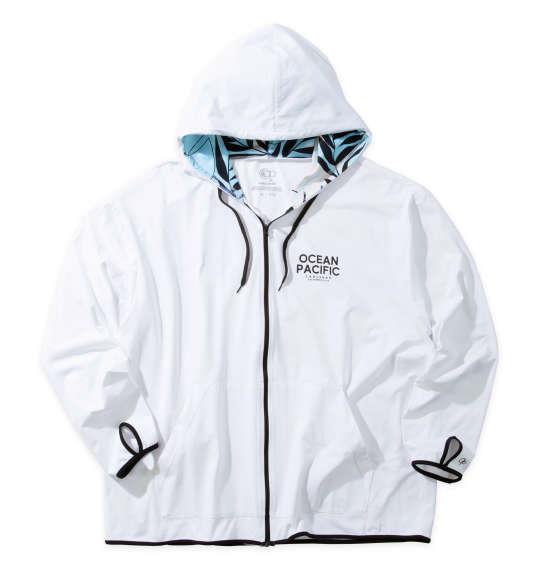 【max8】大きいサイズ メンズ OCEAN PACIFIC PEARTEX UV 長袖 フルジップ パーカー ホワイト 1278-5281-1 3L 4L 5L 6L 8L