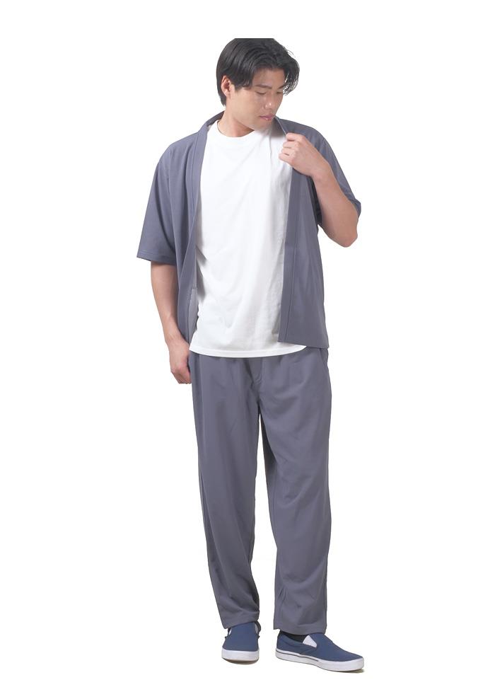 【go2025】大きいサイズ メンズ PANASPUR パナシュプール 梨地 トッパー 5分袖 カーディガン + 半袖 Tシャツ アンサンブル 春夏新作 5403-601z 【t2501】