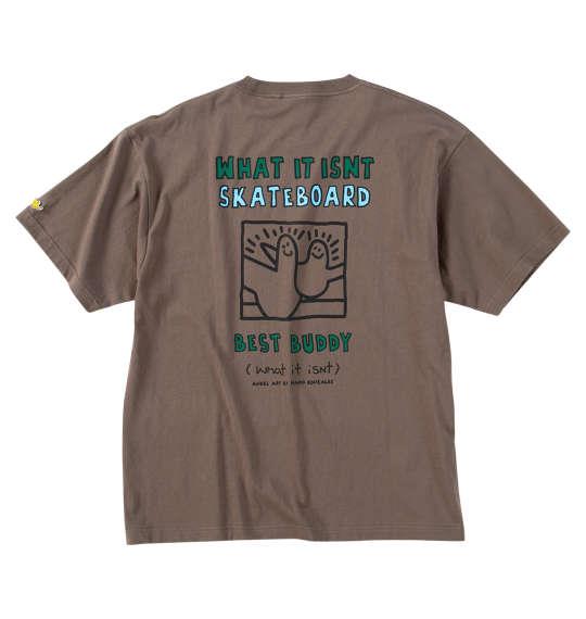 【max8】大きいサイズ メンズ (What it isNt) 天竺プリント 半袖 Tシャツ グレージュ 1278-5299-3 3L 4L 5L 6L 8L