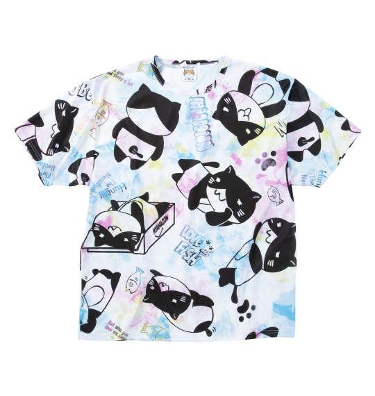 大きいサイズ メンズ NECOBUCHI-SAN DRY ハニカムメッシュ 昇華総柄 半袖 Tシャツ ホワイト 1258-5227-1 3L 4L 5L 6L 8L