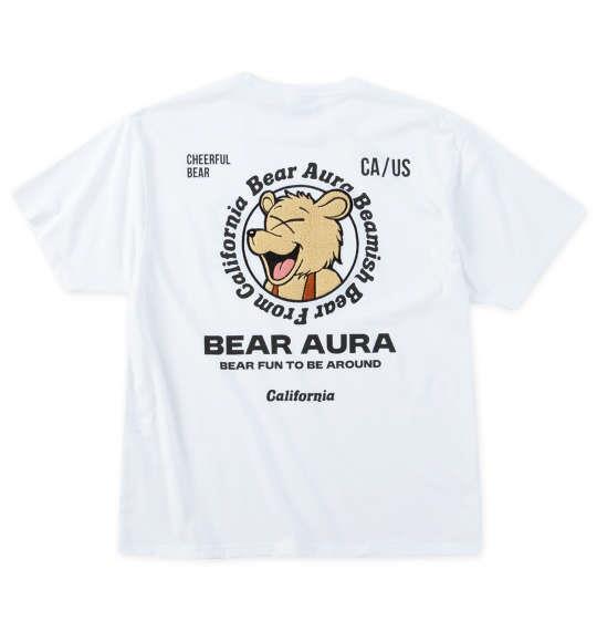 大きいサイズ メンズ Bear Aura T/C 天竺 サガラ刺繍 半袖 Tシャツ ホワイト 1278-5208-1 3L 4L 5L 6L 8L