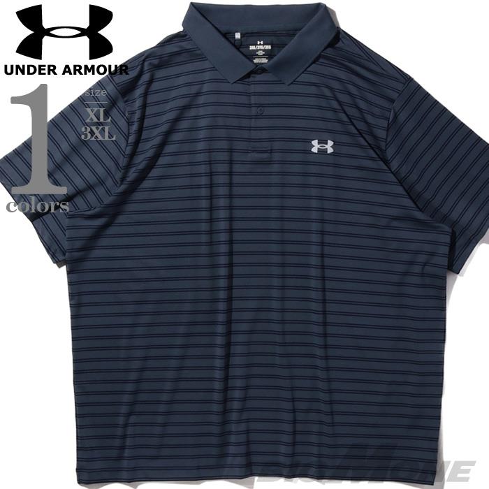 大きいサイズ メンズ UNDER ARMOUR アンダーアーマー ボーダー柄 半袖 ポロシャツ MATCHPLAY STRIPE POLO USA直輸入 1377376-044