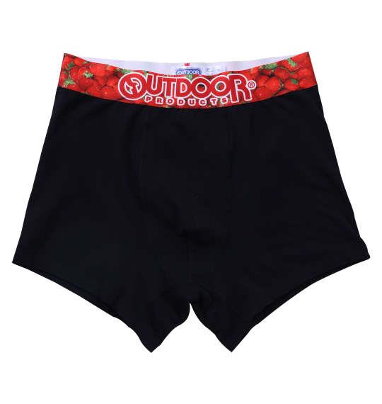 大きいサイズ メンズ OUTDOOR PRODUCTS 綿ベア天転写ゴムブラック ボクサーパンツ ストロベリー×ブラック 1249-5265-2 3L 4L 5L 6L 7L 8L