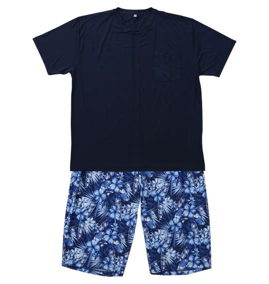 【max8】大きいサイズ メンズ Mc.S.P ベア天竺 半袖 Tシャツ + 六分丈 パンツ ネイビー 1279-5215-1 3L 4L 5L 6L 7L 8L
