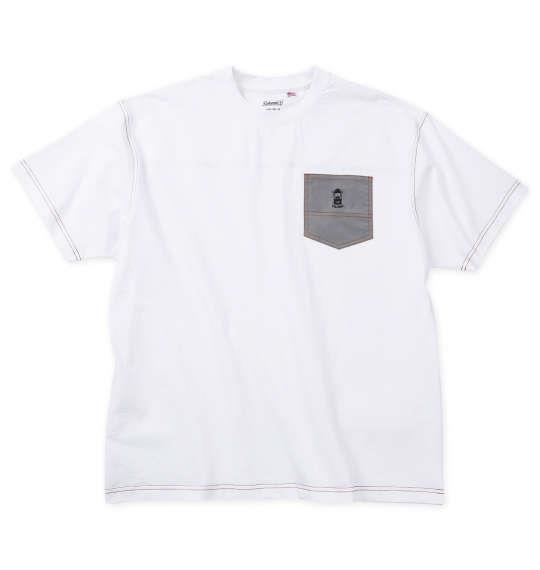 大きいサイズ メンズ Coleman USAコットン ポケット付 半袖 Tシャツ ホワイト 1278-5517-1 3L 4L 5L 6L 8L