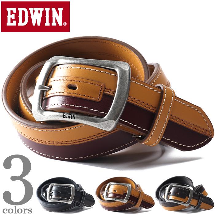 大きいサイズ メンズ EDWIN エドウィン 配色デザイン レザー ベルト ロングサイズ 春夏新作 0111217