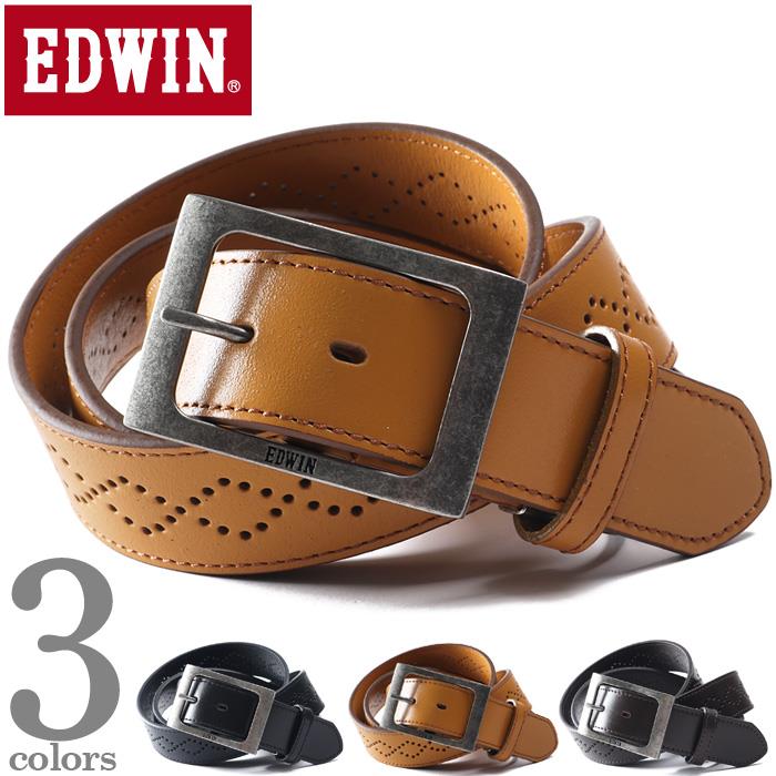 大きいサイズ メンズ EDWIN エドウィン パンチング レザー ベルト ロングサイズ 春夏新作 0111218