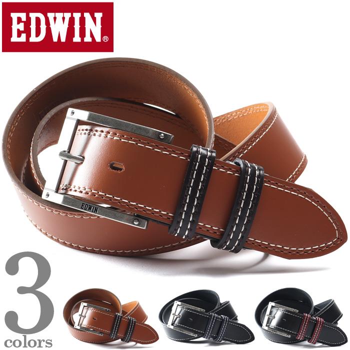 大きいサイズ メンズ EDWIN エドウィン コンビカラー ダブルステッチ レザー ベルト ロングサイズ 春夏新作 0111246