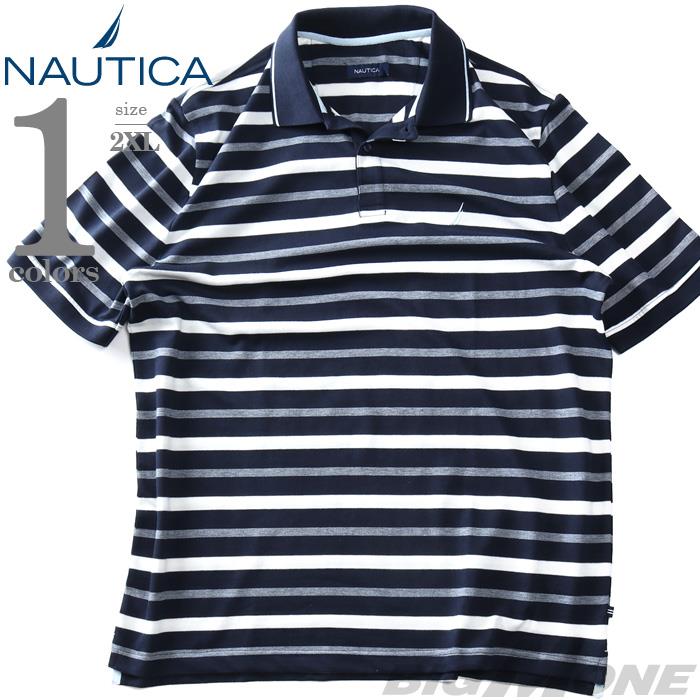 大きいサイズ メンズ NAUTICA ノーチカ ボーダー柄 半袖 ポロシャツ USA直輸入 k56118