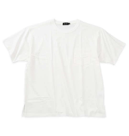 大きいサイズ メンズ EL.FO 無地 ポケット付 タフ衿 クルーネック 半袖 Tシャツ ホワイト 1278-5700-1 3L 4L 5L 6L