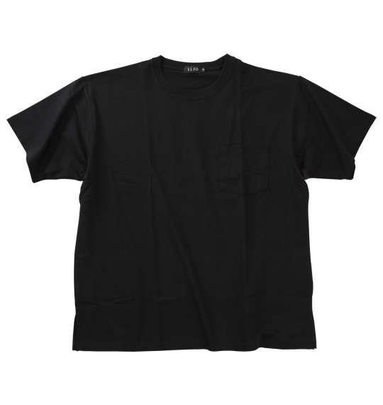 大きいサイズ メンズ EL.FO 無地 ポケット付 タフ衿 クルーネック 半袖 Tシャツ ブラック 1278-5700-2 3L 4L 5L 6L
