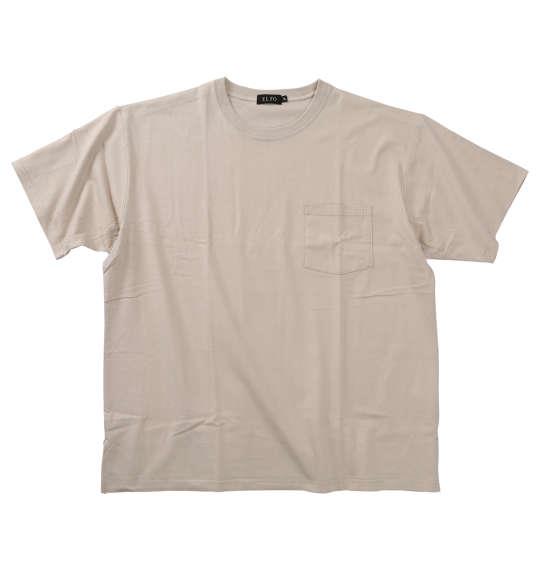 大きいサイズ メンズ EL.FO 無地 ポケット付 タフ衿 クルーネック 半袖 Tシャツ ベージュ 1278-5700-3 3L 4L 5L 6L