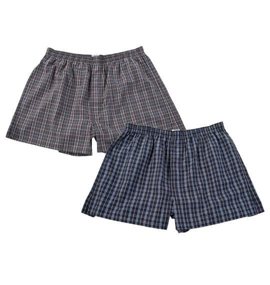 大きいサイズ メンズ Take More 2P チェック柄 布帛 トランクス グレー系×ネイビー系 1249-5335-1 3L 4L 5L 6L 7L 8L