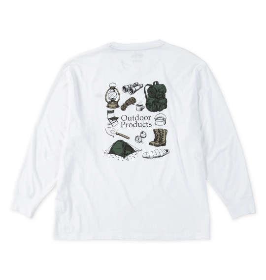 大きいサイズ メンズ OUTDOOR PRODUCTS 天竺 長袖 Tシャツ ホワイト 1258-5310-1 3L 4L 5L 6L 7L 8L