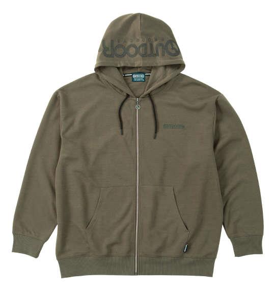 大きいサイズ メンズ OUTDOOR PRODUCTS 綿タッチエステルダンボール フルジップ パーカー カーキ 1258-5311-3 3L 4L 5L 6L 7L 8L