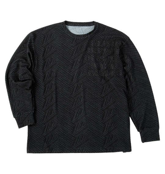 大きいサイズ メンズ in the attic ジャガード刺繍 長袖 Tシャツ ブラック 1258-5360-2 3L 4L 5L 6L
