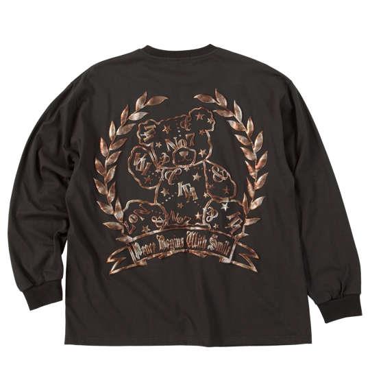 大きいサイズ メンズ in the attic ベアシルエット発泡箔プリント 長袖 Tシャツ チャコール 1258-5361-1 3L 4L 5L 6L